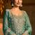 sea green silk blend embroidered  mirror & sequined semi stitched suit