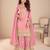 pink silk blend embroidered and sequined semi stitched suit