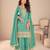 turquoise silk blend embroidered and sequined semi stitched suit