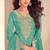 turquoise silk blend embroidered and sequined semi stitched suit