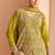 yellow georgette thread embroidered  sequined semi stitched suit