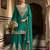 teal green silk blend embroidered  sequined & mirror semi stitched suit