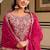 rani pink silk blend embroidered  sequined & mirror semi stitched suit