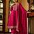 rani pink silk blend gold silver zari embroidered  sequined & mirror semi stitched suit