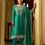 rama green silk blend gold silver zari embroidered  sequined & mirror semi stitched suit