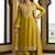 mustard silk blend gold silver zari embroidered  sequined & mirror semi stitched suit