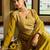 mustard silk blend gold silver zari embroidered  sequined & mirror semi stitched suit