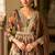 brown georgette zari embroidered  sequined and printed semi stitched suit