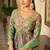 green georgette zari embroidered  sequined and printed semi stitched suit