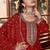 red silk blend designer embroidery work  hand work semi stitched suit