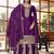 purple silk blend designer embroidery work  hand work semi stitched suit