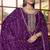 purple silk blend designer embroidery work  hand work semi stitched suit