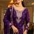 purple silk blend designer embroidery work  hand work  mirror work semi stitched suit