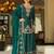 teal silk blend designer embroidery work  hand work  mirror work semi stitched suit