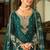 teal silk blend designer embroidery work  hand work  mirror work semi stitched suit