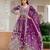 purple net embroidery work  beads  sequins  stone semi stitched suit
