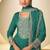 peacock green chiffon embroidery work & sequins semi stitched suit