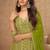 lime green chiffon gold and self colored diamond lattice embroidery semi stitched suit