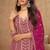 magenta chiffon gold and self colored diamond lattice embroidery semi stitched suit