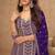 deep purple chiffon gold and self colored diamond lattice embroidery semi stitched suit