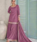 pink chiffon embroidery semi stitched suit