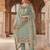 sea green silk blend designer embroidery work semi stitched suit