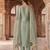 sea green silk blend designer embroidery work semi stitched suit