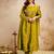 olive green silk blend embroidery work semi stitched suit