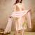 cream fancy fabric heavy thread embroidery work semi stitched suit