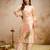 cream fancy fabric heavy thread embroidery work semi stitched suit