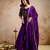 purple fancy fabric heavy thread embroidery work semi stitched suit