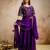 purple fancy fabric heavy thread embroidery work semi stitched suit