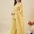 yellow silk blend heavy thread embroidery work semi stitched suit