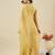 yellow silk blend heavy thread embroidery work semi stitched suit