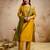 yellow silk blend heavy thread embroidery work semi stitched suit
