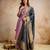lavender jacquard heavy thread embroidery work semi stitched suit