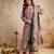 lavender jacquard heavy thread embroidery work semi stitched suit