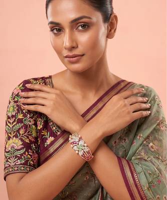 Gold plated multicolor kundan bracelet 1