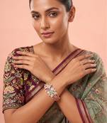 Gold plated multicolor kundan bracelet