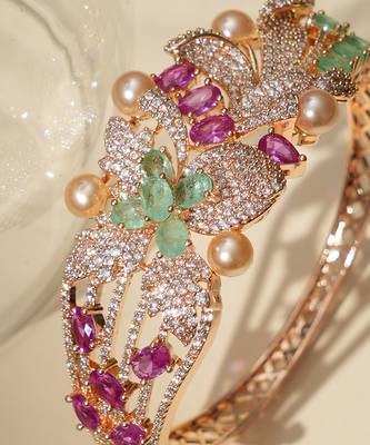 Gold plated multicolor kundan bracelet 3