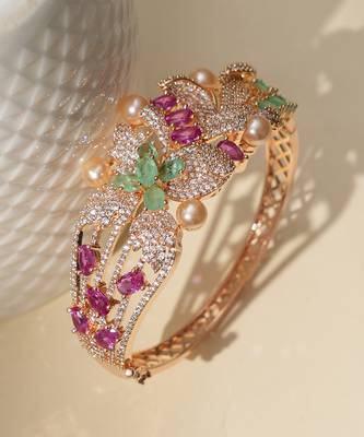 Gold plated multicolor kundan bracelet 4