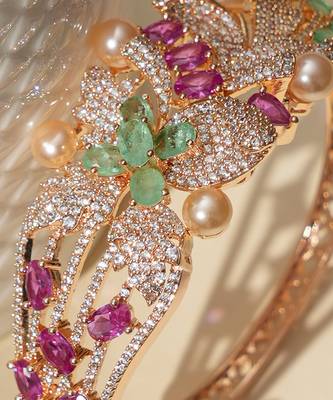 Gold plated multicolor kundan bracelet 5