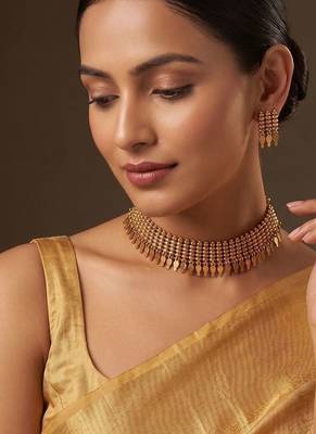 Gold plated beaded choker set 1