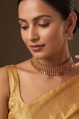 Gold plated beaded choker set