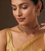 Gold plated beaded choker set