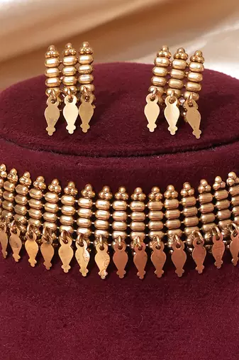Gold plated beaded choker set