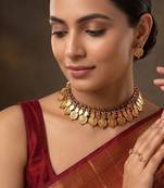 Gold plated multicolor coined choker set