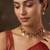 Gold plated green floral coined choker set