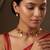Gold plated ruby pink floral coined choker set