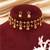 Gold plated ruby pink floral coined choker set
